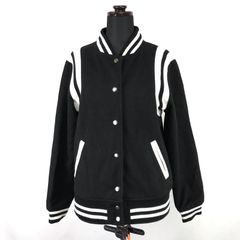 .WORKS/ワークス★スタジャン【レディースM/黒×白/black×white】スタジアムジャンパー/総裏地/スナップボタン/アウター/Jacket/Jumper◆BJ083-d-1yn