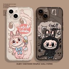 スマホケース　ラブブLabubu　ブラック　透明　iPhone対応　アイフォンケース　iPhone16pro/16promax15/14/14/14/13/12/11　可愛いケース　海外限定　新品未使用　4カラー選択可能