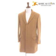 ■ MESSAGERIE チェスターコート 長袖 アウター ロング 襟 ボタン ロゴ 裏地総柄 イタリア製 メンズ 46 (M相当) ライトブラウン