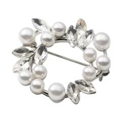 【B：シルバー×ワンサイズ】[Cream dot. クリームドット公式] ブローチ コサージュ フォーマル 卒業式 卒園式 入学式 入園式 ママスーツ パール キュービックジルコニア ビジュー 小さめ ミニ ピン 華やか 大人 上品 エレガント