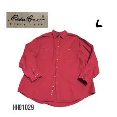 90s 00s エディーバウアー　コットン　ネルシャツ　L アメリカ製生地白タグ  hh01029