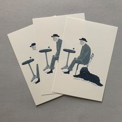 「プレヴェール」ポストカード３枚セット　パリ　シネマ　映画　詩人　犬　ワイン　モノクロ