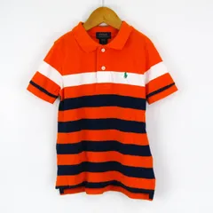 ポロ・ラルフローレン 半袖ポロシャツ ボーダー 胸元マーク トップス キッズ 男の子用 4T 110/56サイズ オレンジ POLO RALPH LAUREN 【中古】