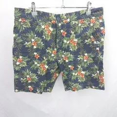 ◇ ⊂ BROWNY VINTAGE ブラウニーヴィンテージ 花柄 リネン混 ハーフパンツ ショートパンツ サイズM ネイビー系 メンズ E  【1506230017430】のサムネイル