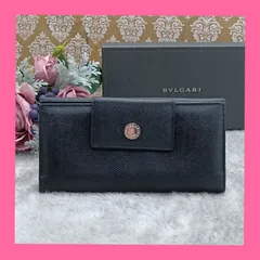 《 BVLGARI 》　ブルガリ　ロングウォレット　クラシコ　長財布　３つ折　ダブルホック　グレインレザー　ロゴ金具　ブルガリブルガリ　ユニセックス　本革　ブラック　保存箱付　送料無料・匿名配送・最短即日発送いたします！　633