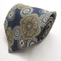 イヴ・サンローラン ブランド ネクタイ YSL 総柄 小紋柄 花柄 シルク PO メンズ ネイビー YVES SAINT LAURENT 【中古】