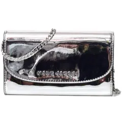 マークジェイコブス バッグ MARC JACOBS ポリウレタン レザー メタリック アベニュー チェーン ロゴ ウォレット クロスボディ 2way 斜めがけ クラッチ ショルダーバッグ シルバー M0016128