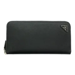 PRADA プラダ ラウンドファスナー 長財布 ジップアラウンド 三角プレート 2ML317 ブラック サフィアーノ イタリア製