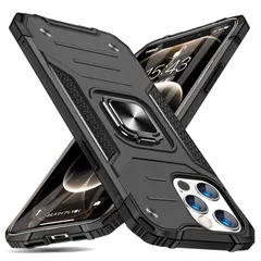 新品 iPhone 14 Pro Max 用 ケース リング 衝撃吸収 耐衝撃 落下防止 米国軍事MIL標準取得 スタンド機能 PC+TPU 二重構造 防塵 薄型 軽量 一体型 360度回転 全面保護カバー iPhone 14 Pro Max 用 ケース 黒