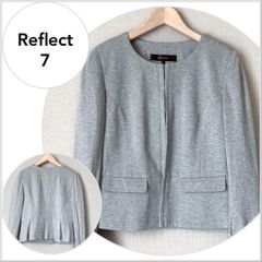 A0292【美品♪】リフレクト　ジャージノーカラージャケット　ライトグレー