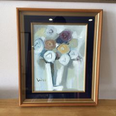 土屋茂 油絵 花 花瓶 額縁付き 中古品 - メルカリ