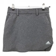【超美品】アディダス スカート 杢グレー×黒 ベルト部後ろゴム バック3ライン 内側インナーパンツ レディース S ゴルフウェア adidas