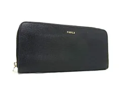 ■美品■ FURLA フルラ レザー ラウンドファスナー 長財布 ウォレット 札入れ 小銭入れ レディース ブラック系 DJ1312