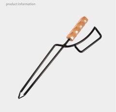 アウトドア キャンプ 薪ばさみ 火ばさみ 高級感のある天然木の名栗加工グリップ　薪ストーブ【新品、送料込み】