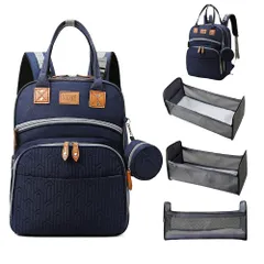 【数量限定】ベビーベッド付き 多機能 軽量 USBポート付き ママバッグ オムツ替えシート 大容量 保温ポケット マザーズリュック リュック 出産祝い マザーズバッグ プレゼント [スリーマッシュルーム]