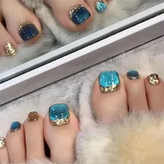 新品 足用 ネイルチップ フットネイルシールフットネイルチップスペディキュアキラキラ足爪 フット足ネイルジェル 夏 結婚式 成人式 親指 足用ネイル 足 手作りキャッツアイ・ネイルチップ 繰り返し使えるマジックプレス 簡単 ネイル 剥がせる フット用 チップ