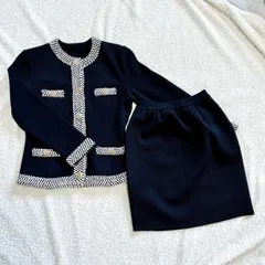 ツイードジャケット　スカート　 セットアップ　上下　ブラック　黒