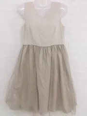 ◇ Another Edition アナザーエディション 切替 メッシュ地 ノースリーブ 膝丈 ワンピース 表記なし ベージュ レディース  【1206030007807】