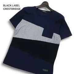 美品★ BLACK LABEL CRESTBRIDGE ブラックレーベル クレストブリッジ 切替 半袖 カットソー Tシャツ Sz.M　メンズ ネイビー