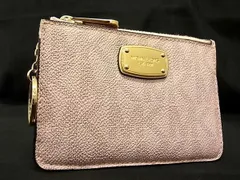 ■美品■ MICHAEL KORS マイケルコース MK柄 PVC×レザー キーリング付き コインケース コインパース 小銭入れ ピンク系 DG1498