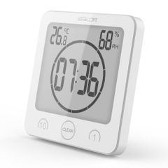 (ホワイト) 防塵 防滴 吸盤 置き・掛け・吸盤付け時計 シャワーデジタル時計 タイマー 温湿度計 お風呂 防水時計 BaLDR