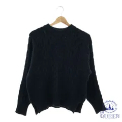 ☆美品☆ earth music&ecology アースミュージックアンドエコロジー トップス ニット ケーブル カジュアル 長袖 レディース ネイビー F 901-12888 送料無料 古着