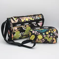 美品 レスポートサック ショルダーバッグ ポーチ付き ブラック ハワイアン シルバー金具 OKZ 2000000 NSK