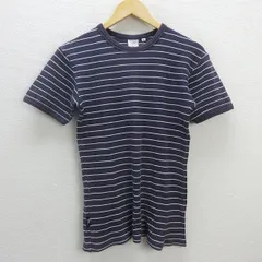 G■アヴィレックス/AVIREX ボーダーTシャツ/ワッフル地【M】紺白/men's/144【中古】■