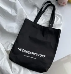 NECESSARYSTUFF ロゴ トートバッグ レディース メンズ 帆布 エコバッグ 大容量 ショッピングバッグ 通勤 通学 A4対応 韓国風