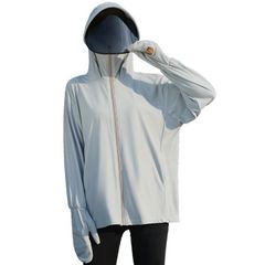 ラッシュガード レディース UVカット パーカー 日焼け防止用グローブ付き フード付き 接触冷感 + 冷感素材 日焼け防止服 紫外線対策 日焼け対策ウェア 長袖