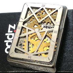 ZIPPO ライター 可動式メタル スケルトン 古美仕上げ ジッポ ロゴ ギアメタル 歯車 アンティーク シルバー 時計 文字盤 おしゃれ クロームユーズド 珍しい かっこいい メンズ プレゼント ギフト