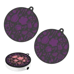 【人気商品】夏っぽい 傷防止 滑り止め 2枚 24cm シリコンマット 柄2 黒系パープルtoピンク 温度変化により色が変わる ihクッキングヒーターマット 断熱パッド ihマット KITCHENRAKU KRのサムネイル