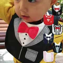 スーツ風 スタイ 5種 ( すたい なりきり インスタ映え おしゃれ かわいい 蝶ネクタイ 新生児 3ヶ月 5ヶ月 よだれかけ よだれ掛け スーツ クイスタイル 赤いリボン 紳士服 唾液タオル インスタ 出産祝い 赤ちゃん ベビー ギフ よだれパッド )