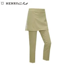 ヘンリークラブ HENRY Club レディース 春夏 撥水 透け防止 重ね着風 フルレングスパンツ 142-79320