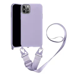 UnnFiko iPhone 15 Plusケース ネックストラップ スマホケース 蛍光色 シリコン アイフォン 15 Plusケース シンプル ソフト 保護カバー 携帯ストラップ 紐付き 斜めがけ (iPhone 15 Plus,Purple) 0