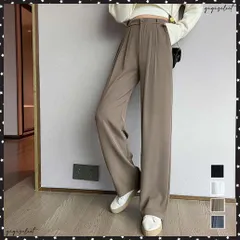 ワイドパンツ タック入り レディースハイウエスト ストレートパンツ おしゃれ 美脚 セミワイドパンツ 脚長パンツ 春秋夏 カジュアル ロングパンツ 着やせドレープパンツ無地 韓国ファッション ボトムス ゆったり