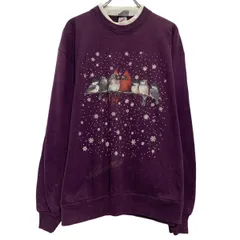 JERZEES プリントスウェット トレーナー レディース L パープル ホワイト ジャージーズ プルオーバー 古着卸 アメリカ仕入 a611-7021