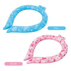 【値引きクーポン有】エコクールネックリング　ブルー サンファミリー 約28℃以下 自然凍結 暑い季節 約2時間 ヒンヤリ 冷凍庫 冷蔵庫 冷水 凍結 くり返し使える アイスネッククーラー 首元クーラー 首冷却 首冷感 ひんやり 冷たい
