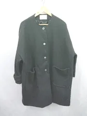 ■ ⊇ nano universe ナノユニバース ノーカラー 長袖 ロングコート サイズフリー ブラック系 レディース E  【1507080005974】