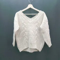 ◇ Spick & Span Vネック ニット生地 厚手 アラン模様 冬向け 長袖 セーター 表記なし クリーム レディース E  【1308290023372】