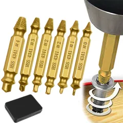 新品 LEAUNGYOO ドリルビットセット 6本セット ネジ取リビット なめたネジ外し エキストラクター ネジ外し 折れたボルト ネジ抜き ネジ取り 専用工具 ゴールド