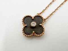 Van Cleef&Arpels VCA ヴァンクリーフ&アーペル ヴィンテージ アルハンブラ ペンダント ネックレス  2023年ホリデー限定 シルバーオブシディアン ダイヤモンド 750 K18 ピンクゴールド VCARP9T000 未使用品