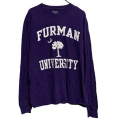 Champion 長袖 プリントTシャツ M パープル ホワイト チャンピオン プルオーバー ロンT ロングTシャツ 古着卸 アメリカ仕入 a702-6243