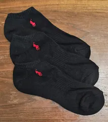ポロ ラルフローレン　新品　メンズ　スニーカーソックス(レッド/ブラック)
