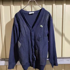 519 CHEMISE LACOSTE ニット カーディガン ネイビー L シュミーズ ラコステ ワンポイント 刺繍ロゴ 古着卸 アメリカ仕入