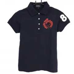 ★値下げ★パーリーゲイツ 半袖ポロシャツ ネイビー ロゴ刺しゅうレッド レディース 0(S) ゴルフウェア PEARLY GATES