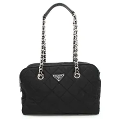 プラダ チェーンショルダーバッグ キルティング ナイロン ブラック 1BB903 PRADA バッグ 黒