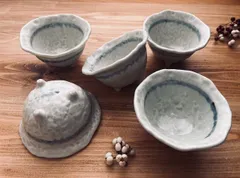 ★他の商品と合わせて購入でお買得になります!コメント下さい★ブルーライン　三つ足小鉢　瀬戸焼　５個　※数まとめてのがかなりお得です。