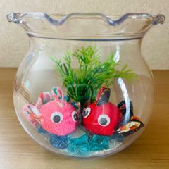 ハンドメイド 金魚 置物 夏飾り 玄関飾り ちりめん つまみ細工