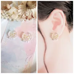 shell×cat 白猫 パール ピアス イヤリング ホワイト